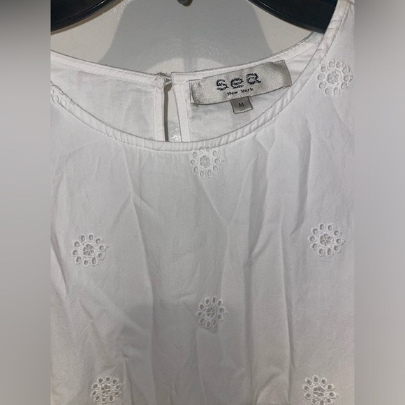 Sea New York White Elysse Embroidery Oversized Mini Sleeve Tunic Dress 🤍 Medium - Picture 12 of 14